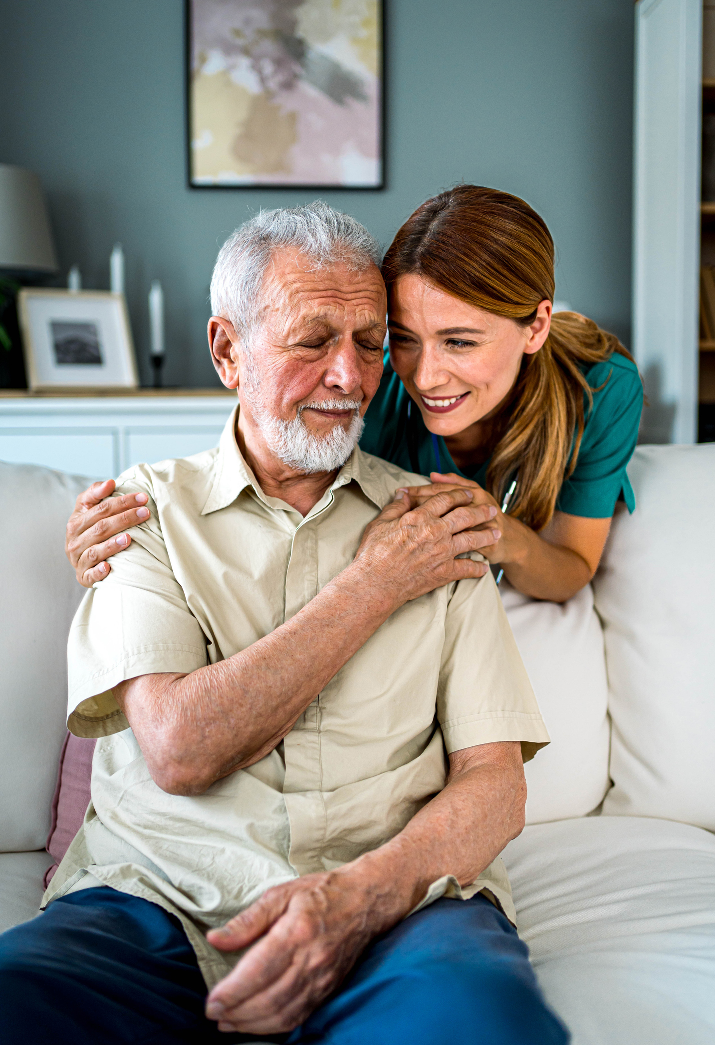 Home nurse caring for her elderly patient